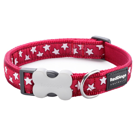 RedDingo Obojok Stars White on Red - 1,5/24 až 36 cm