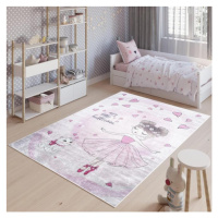 Detský ružový koberec s baletkou