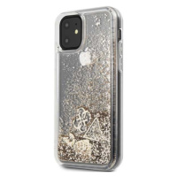 Plastové puzdro Guess na Apple iPhone 11 GUOHCN61GLHFLGO Charms 2 Liquid Glitter zlaté