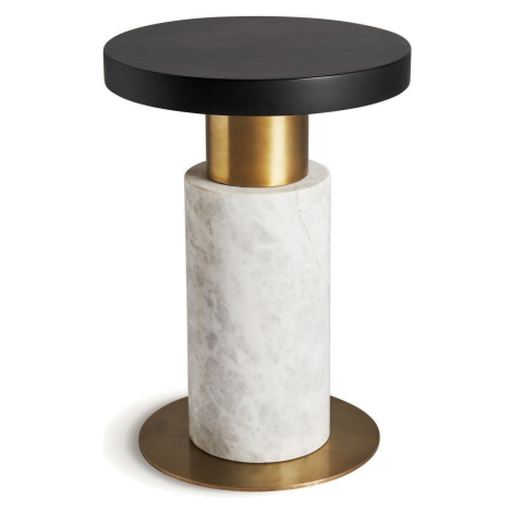 Estila Luxusný okrúhly art deco príručný stolík Preston s dizajnovou zlato bielou mramorovou noh