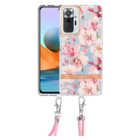 Silikónové puzdro na Xiaomi Redmi Note 10 Pro/Note 10 Pro Max Flower TPU (so šnúrkou) ružové