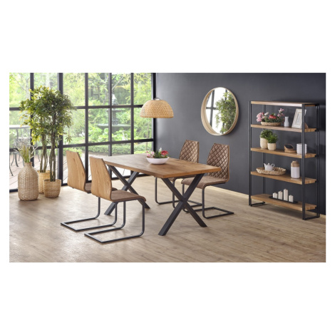 Jedálenský rozkladací stôl Xaver 160/250 cm dub jasný/čierny Halmar