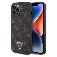 Guess PU Leather 4G Triangle Metal Logo Zadný Kryt pre iPhone 12 Pro Max Black