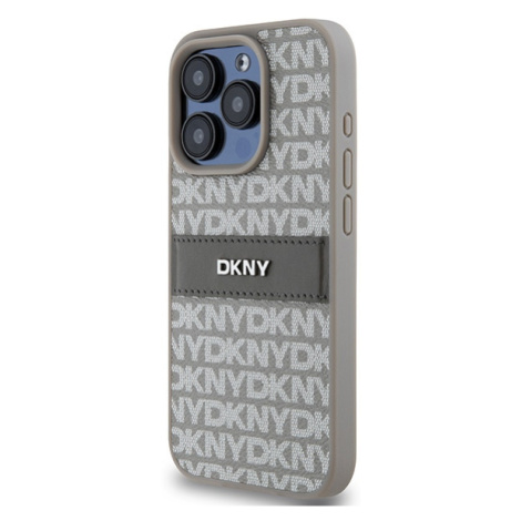 DKNY PU Leather Repeat Pattern Tonal Stripe Apple iPhone 15 Pro DKHCP15LPRTHSLE Beige