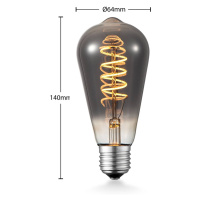 Lucande LED E27 ST64 4W, 1 800K stmievateľná titán