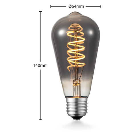 Lucande LED žiarovka E27 ST64 4W 1800K stmievateľná titánová