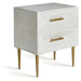 Estila Luxusný nočný stolík Encantada s geometricky vyrezávanými zásuvkami s bielym vintage náte