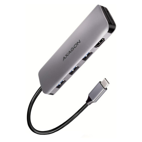 Axagon HMC-HCR3A, USB 3.2 Gen 1 hub, porty 3x USB-A, HDMI 4k/30Hz, SD/microSD, kabel USB-C 20cm