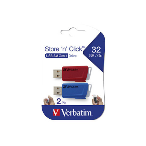 Verbatim USB flash disk, USB 3.0, 32GB, Store N Click, mix barev, 49308, USB A, s výsuvným konek