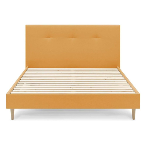 Žltá čalúnená dvojlôžková posteľ s roštom 160x200 cm Tory - Bobochic Paris