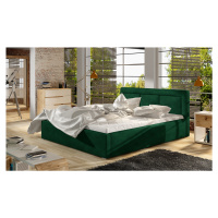 NABBI Branco UP 140 čalúnená manželská posteľ s roštom tmavozelená