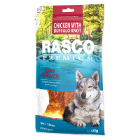 Pochúťka Rasco Premium byvolia koža obalená kuracím mäsom, uzol 18cm 120g