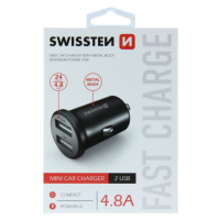 Adaptér Swissten Cl 2x USB 4,8 A čierny