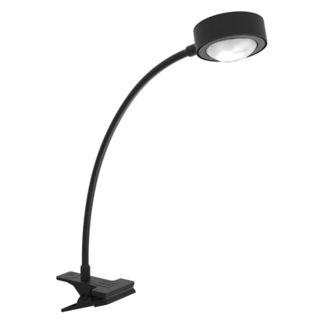 Stolná lampa LIGHTME Powerlens Flex, svorka, čierna