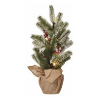 LED vianočný stromček zasnežený, 52 cm, 3x AA, vnútorný, 3000K, časovač (EMOS)