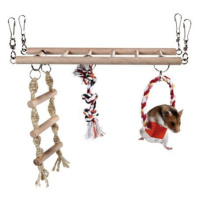 Trixie Suspension bridge, rope ladder&toy, hamster, wood/rop, 29 × 25 × 9 cm