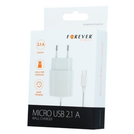 Sieťová nabíjačka micro USB 2,1A biela