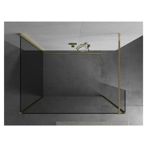 Mexen Kioto, 3-stenová sprchová zástena Walk-In 120 x 115 x 40 cm, 8mm číre sklo, zlatý lesklý p