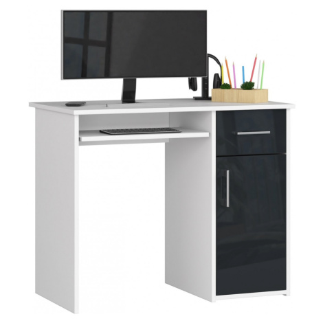 Volně stojící psací stůl Pin 90 cm bílý/grafitový