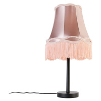 Klasická stolná lampa čierna s tienidlom Granny ružová 30 cm - Simplo