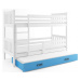 BMS Detská poschodová posteľ s prístelkou CARINO 3 | 80 x 190 cm FARBA: Biela / modrá, PREVEDENI