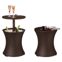 Bar Keter® COOL BAR RATTAN, hnedý, multifunkčný, záhradný stôl, okrúhly, 490x490x570/820 mm