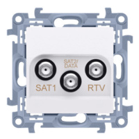 Anténna zásuvka SAT-SAT-RTV dvojitá satelitná, tlm.:1dB, biela