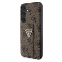 Guess PU Grip Stand 4G Strass Triangle Metal Logo Zadný Kryt pre Samsung Galaxy S24+ Brown