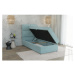 Svetlomodrá čalúnená jednolôžková posteľ s úložným priestorom s roštom 90x200 cm Lena – Ropez