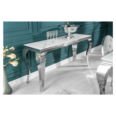LuxD Dizajnový konzolový stôl Rococo 145 cm strieborný - mramor