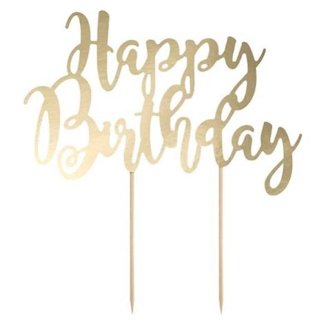 PartyDeco zapichovacia dekorácia na tortu zlatá Happy Birthday KPT11-019M dortis - PartyDeco