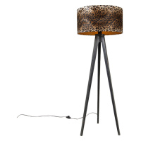 Stojacia lampa statív čierny s tienidlom leopard 50 cm - Tripod Classic