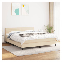 vidaXL Posteľný rám boxspring s matracom krémový 160x200 cm látka