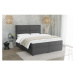 Tmavosivá čalúnená dvojlôžková posteľ s úložným priestorom s roštom 200x200 cm Rico – Ropez