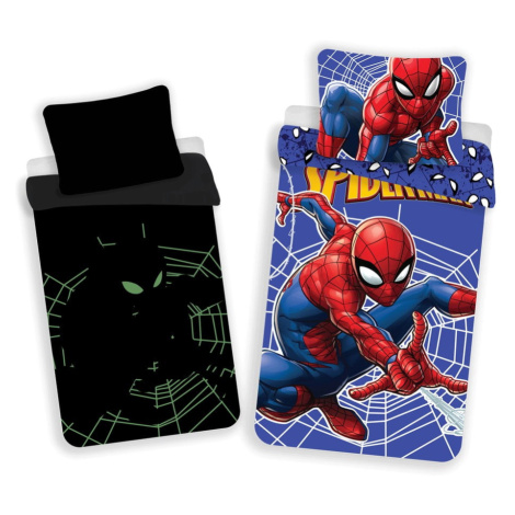 Červeno-modré bavlnené detské obliečky so svietiacim efektom na jednolôžko 140x200 cm Spider-man Jerry Fabrics