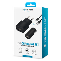 Nabíjací set Forever USB 1 A s káblom micro USB čierny