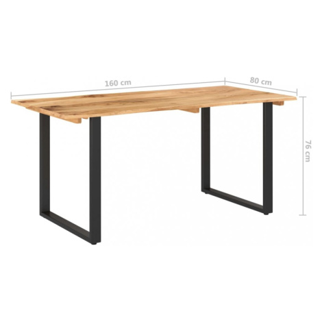 Jedálenský stôl masívne drevo / oceľ Dekorhome 160x80x75 cm,Jedálenský stôl masívne drevo / oceľ vidaXL