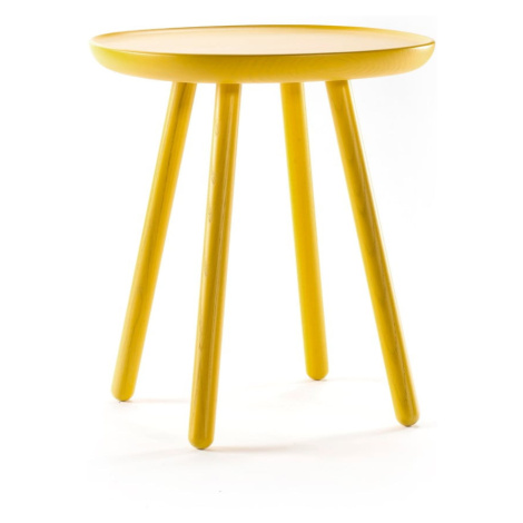 Žltý odkladací stolík z masívu EMKO Naïve, ⌀ 45 cm