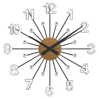 Drevené strieborno-čierne hodiny s kameňmi Vlaha design VCT1082, 49cm