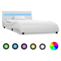 Rám postele so svetlom LED, biely, umelá koža, 90 x 200 cm