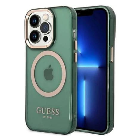 Kryt Guess GUHMP14LHTCMA iPhone 14 Pro 6.1" khaki hard case Gold Outline Translucent MagSafe (GU