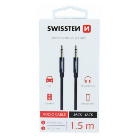 SWISSTEN AUDIO KÁBEL TEXTILE JACK - JACK 1,5 M ČIERNY