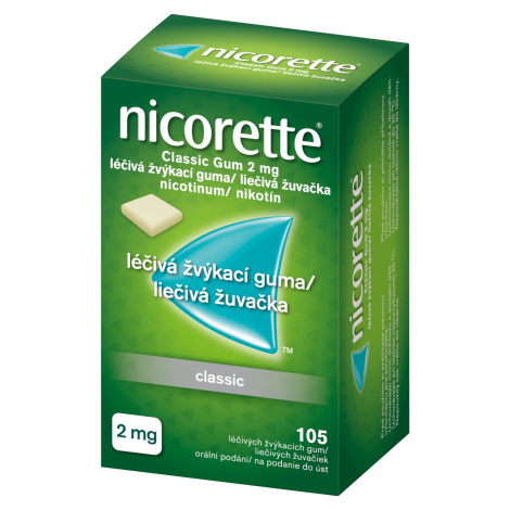 NICORETTE ® Classic Gum 2 mg, liečivé žuvačky 105 ks