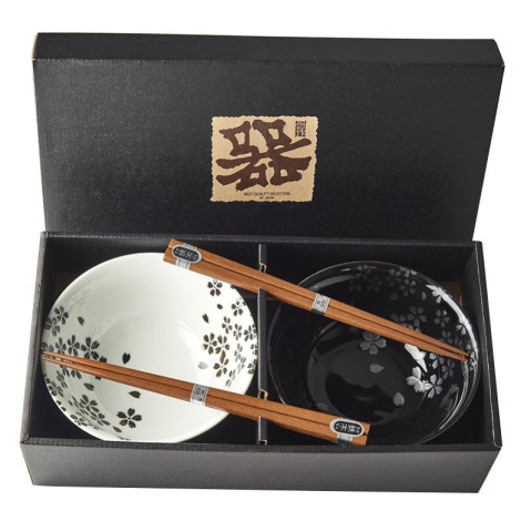 Made In Japan Súprava misiek Silver Sakura s paličkami 400 ml 2 ks