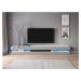 TV stolík Fly s LED osvetlením 280 cm biely mat/sivý lesk