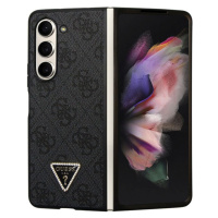 Guess 4G PU Leather Triangle Zadný Kryt pre Samsung Galaxy Z Fold 5 Black