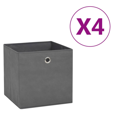 vidaXL Úložné boxy 4 ks, netkaná textília 28x28x28 cm, sivé