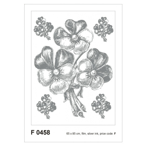 F 0458 AG Design Samolepiace dekorácie - samolepka na stenu - Bunch silver, veľkosť 65 cm x 85 c