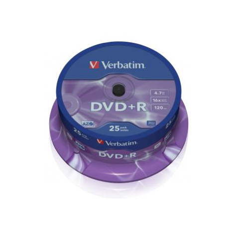 Verbatim DVD+R, Matt Silver, 43500, 4.7GB, 16x, spindle, 25-pack, bez možnosti potisku, 12cm, pr