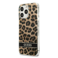 Plastové puzdro Guess na Apple iPhone 13 Pro GUHCP13LHSLEOW Leopard Electro Stripe hnedé